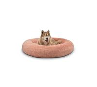 lionto Cuccia Ciambella per Cani e Gatti, Cuccia Rotonda, Ø 120 cm, Rosa | Cuccia morbida in peluche con bordo rialzato, superficie soffice, imbottitura spessa e base antiscivolo per cani e gatti