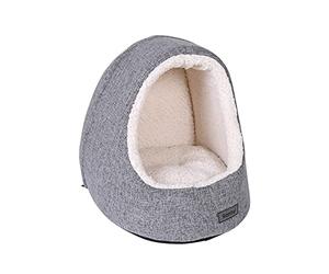lionto Cuccia per gatti con cuscino reversibile morbido, letto lavabile ben imbottito per gatti e cani piccoli, 40x35x38 cm, cuccia accogliente con fondo antiscivolo, grigio chiaro melange