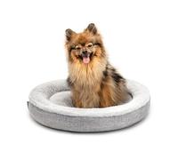 lionto Cuccia Rotonda a Ciambella, Cuscino Cane e Gatto, Ø 55 cm, Grigio | Cuccia rotonda con imbottitura morbida, fodera lavabile, bordo rialzato e base antiscivolo per cani e gatti
