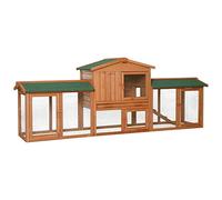 lionto Gabbia Coniglio Legno Casetta Animali da Compagnia Gabbia Esterno 212x52x85 cm