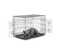 lionto Gabbia per Cani e Gatti, Pieghevole, 76 x 49 x 56 cm, Nero