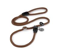 lionto Guinzaglio Retriever Cane, Robusto, Impermeabile, 120 cm, Marrone | Guinzaglio retriever delicato sul pelo con collare integrato e anello stopper, ideale per passeggiate e addestramento