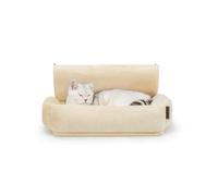 lionto Lettiera riscaldata per gatti con rivestimento in peluche lavabile, ganci in metallo adatti ai termosifoni standard, amaca in materiale confortevole, beige