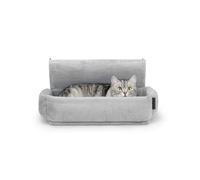 lionto Lettiera riscaldata per gatti con rivestimento in peluche lavabile, ganci in metallo adatti ai termosifoni standard, amaca in materiale confortevole, grigio chiaro