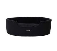 lionto Lettino Cani cuscino double-face Lettino gatti Cuccia Cani Tessuto peluche, (L) 92x72 cm Nero