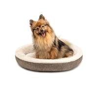 lionto Lettino cani rotondo, Cuscino cani, Divano cani, Lettino gatti, Donut, (S) 55 cm diametro esterno, marrone