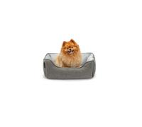 lionto Letto per cani 2 in 1 con ingresso confortevole, accogliente cuccia reversibile per cani e gatti, 60x50 cm, cuscino per cani in similpelle facile da pulire, grigio chiaro/grigio scuro
