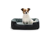 lionto Letto per cani con cuscino reversibile e base antiscivolo, cuscino robusto con ingresso basso per cani e gatti di ogni età, 60x48 cm, cuccia accogliente, nero/grigio