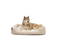 lionto Letto per cani (Tessuto melange) con Cuscino da pavimento reversibile Fondo antiscivolo, (L) 110x80 cm Beige