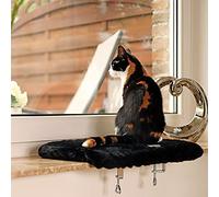 lionto Piattaforma da davanzale della Finestra Piattaforma per Gatti Piattaforma per Finestra per Gatti 35x50 cm, Nero