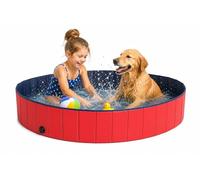 lionto Piscina Cane Pieghevole, PVC Antigraffio, Ø 160 cm, Altezza 30 cm | Piscina resistente con base antiscivolo, valvola di scarico e pareti in PVC per rinfrescare e giocare con il tuo cane
