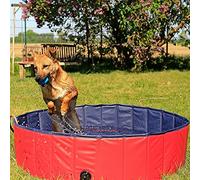 lionto Piscina per Cani pieghevole in PVC Piscinetta per Cani Bagno per Cani Piscina per Cani di diverse misure, (S) 80 cm Ø Altezza 20 cm Blu/Rosso