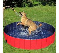 lionto Piscina per Cani pieghevole in PVC Piscinetta per Cani Bagno per Cani Piscina per Cani di diverse misure, (L) 160 cm Ø Altezza 30 cm Blu/Rosso