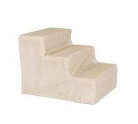 lionto Scala per animali con rivestimento in peluche 46x36x34 cm, scala robusta con gradino basso 10 cm, salva-articolazioni, rivestimento sfoderabile e lavabile, portata fino a 50 kg, beige