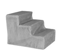 Lionto Scala per animali domestici con rivestimento in peluche - grigio chiaro: L 46 x P 36 x H 34 cm