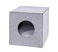 lionto Tana per gatti in feltro stabile adatta a scaffali e sistemi modulari, 33x37x33 cm, cuccia pieghevole a cubo autoportante, facile da pulire con cuscino accogliente, grigio chiaro