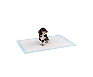 lionto Tappetini per cuccioli e cani, pads di allenamento a 6 strati con strisce adesive, 100 pezzi 60x90 cm, impermeabili grazie all'alta capacità di assorbimento per animali incontinenti, blu/bianco