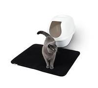 lionto Tappetino per lettiera per gatti con rivestimento antiscivolo, 76x61x1,3 cm, impermeabile e facile da pulire, assorbimento efficace della lettiera per gatti con design a nido d'ape, nero