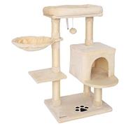 lionto Tiragraffi con Amaca, Grotta e Sisal, Altezza 93 cm, Beige | Tiragraffi medio per gatti con piattaforma ampia, grotta accogliente e amaca per arrampicata, gioco e cura delle unghie