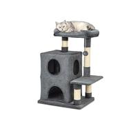 lionto Tiragraffi con Piattaforma, 2 Grotte e Sisal, 80 cm, Grigio Scuro