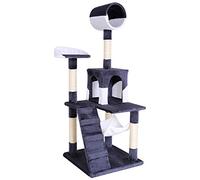 lionto Tiragraffi per Gatto Albero Tiragraffi Gatto Gioco Giocattolo Gatti Altezza 133 cm, Grigio/Bianco