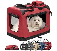 lionto Trasportino Cane, Pieghevole, Viaggio e Auto, 60x42x44 cm, Rosso
