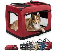 lionto Trasportino Cane, Pieghevole, Viaggio e Auto, 90x61x65 cm, Rosso