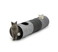 lionto Tunnel per gatti con palla da gioco, 30x130 cm, Tunnel da gioco pieghevole ed espandibile in materiale di lino sintetico di facile manutenzione per gatti, robusto giocattolo per gatti, 30 cm
