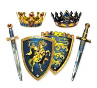 Liontouch - Set Cavaliere e Re per 2 Bambini | Spade, Scudi e Corone in Schiuma | Accessori Medievali 3-6 Anni | Giochi di Ruolo per Fratelli e Amici