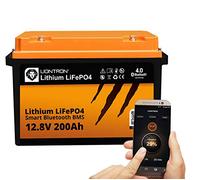 LIONTRON LiFePO4 12,8 V 200 Ah LX; 2560 Wh; > 3000 cicli con profondità di scarico del 90% (DOD) con BMS e monitoraggio Bluetooth; per camper o barca 390 x 233 x 255 mm - LISMART12200LX