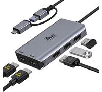 LIONWEI USB 3.0 a doppia docking station HDMI per Windows e macOS, adattatore USB C 2 Monitor Splitter per MacBook Pro/Air/M1/M2/Dell/HP/Lenovo/Surface