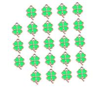 LIOOBO 25 Pezzi Ciondoli Trifoglio Verde Fortunato in Metallo Per Creazioni Fai Da Te - Accessori Per Gioielli - Portachiavi e Decorazioni Ideali Per Feste e Regali Di San Patrizio