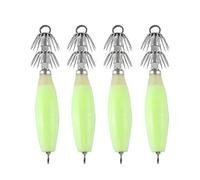 LIOOBO 4 pz Pesca Calamari Esche in Acciaio Inossidabile Luminose Pesca Gancio notturne Esche da Pesca Strumento di Pesce