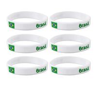 LIOOBO 5Pcs Bandiera Del Paese Braccialetto in Silicone Unico Sport in Gomma Moda Braccialetto da Polso Gioco Forniture Cinturino per La Mano per Il di Gara Compatibile (Brasile)