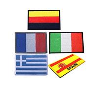 LIOOBO Bandiere Nazionali Patch Ricamo Appliques Paese Bandiera 5Pcs Gancio E Loop Badge Adesivi per Abbigliamento Giacche Borsa Jeans Bracciale Stile 6