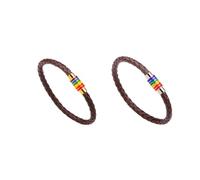 LIOOBO Bracciali Magnetici Intrecciati Arcobaleno 2 Pezzi Per Gay Pride - Fibbia Marrone e Argento - Fibbia Marrone e Oro Accessorio Colorato Per Celebrare L'Amore e L'Inclusività