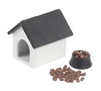LIOOBO Capanna per cani in miniatura in legno con ciotola e cibo accessori per casa delle bambole Mini cuccia per casa delle bambole Layout Prop fai da te colorato mobili per la casa degli animali