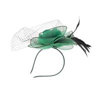 LIOOBO Fascia Per Con Velo E Fascinator Fascia Per Con Velo E Rete Anni '20 Cappello Da Sposa Per Festa Del Tè Copricapo Per Donna E Ragazza Verde