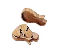 LIOOBO Plettro per Chitarra Legno Dulivo con Custodia Forma Chitarra Scatola Portaplettro Compatta e Leggera Artigianale e Durevole