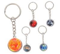 LIOOBO Portachiavi a Sfera Luminosa a Doppia Faccia Pianeti del Cosmo Solare, Set da 5 Pezzi Pendenti per Chiavi e Borse, Decorazione per Compleanni, Viaggi e FESTIVITÀ