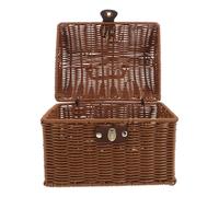 LIOOBO Scatola Portaoggetti In Rattan Mahjong Cestino Rettangolare Intrecciato Con Coperchio In Miniatura Stile Boho Decorativo Per L'Organizzazione E L'Esposizione Della