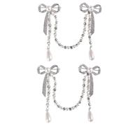 LIOOBO Spilla Corpetto Da Uomo Con Fiocco Di Strass e Catena - Elegante Fermaglio Per Colletto Maglione - Decorazione in Lega Per Donna e Ragazza 1 Pezzo
