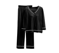 Lioradfc Pigiama da donna in raso rosa a maniche lunghe, pantaloni chic | Lunga Setosa Comfort ELEGANTE Per Dopo La Doccia Rilassarsi A Casa Sera E Rilassarsi Per Una Dolcezza Quotidiana