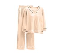 Lioradfc Pigiama da donna in raso rosa a maniche lunghe, pantaloni chic | Lunga Setosa Comfort ELEGANTE Per Dopo La Doccia Rilassarsi A Casa Sera E Rilassarsi Per Una Dolcezza Quotidiana