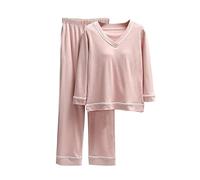 Lioradfc Pigiama da donna in raso rosa a maniche lunghe, pantaloni chic | Lunga Setosa Comfort ELEGANTE Per Dopo La Doccia Rilassarsi A Casa Sera E Rilassarsi Per Una Dolcezza Quotidiana