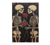 Liorosa 1000 pezzi di puzzle in legno per adulti, abbraccio della morte, coppia di scheletri con rosa in fiore, puzzle gotico di alta qualità. Ogni pezzo è unico, esercita abilità pratiche e pensiero