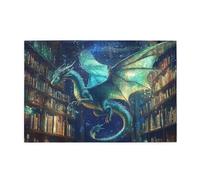 Liorosa 1000 pezzi di puzzle in legno per adulti bibliotecario arcano, drago fantasy con scale a guardia libro antico, estetica classica vintage, meravigliosa immaginazione, goditi il processo di