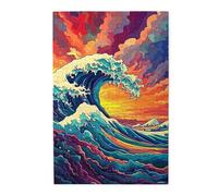Liorosa 1000 pezzi di puzzle in legno per adulti cavalcando l'onda del tramonto, colori incredibilmente vivaci, sfida a te stesso, puzzle adatti per intrattenere con la famiglia durante le vacanze