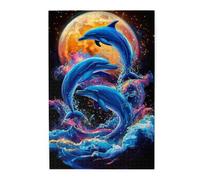 Liorosa 1000 pezzi di puzzle in legno per adulti - Fantasia delfino celeste, vibrante e unico, brainstorming per alleviare lo stress, divertiti a risolvere puzzle con la famiglia e gli amici