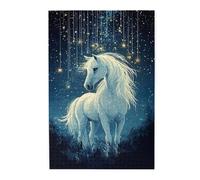 Liorosa 1000 pezzi di puzzle in legno per adulti fantasia unica, un cavallo bianco sotto le stelle, pieno di sacralità, profondo relax per te stesso, montaggio pratico della tua decorazione domestica